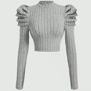 SHEIN Mod Gray Knit Cropped Sweater